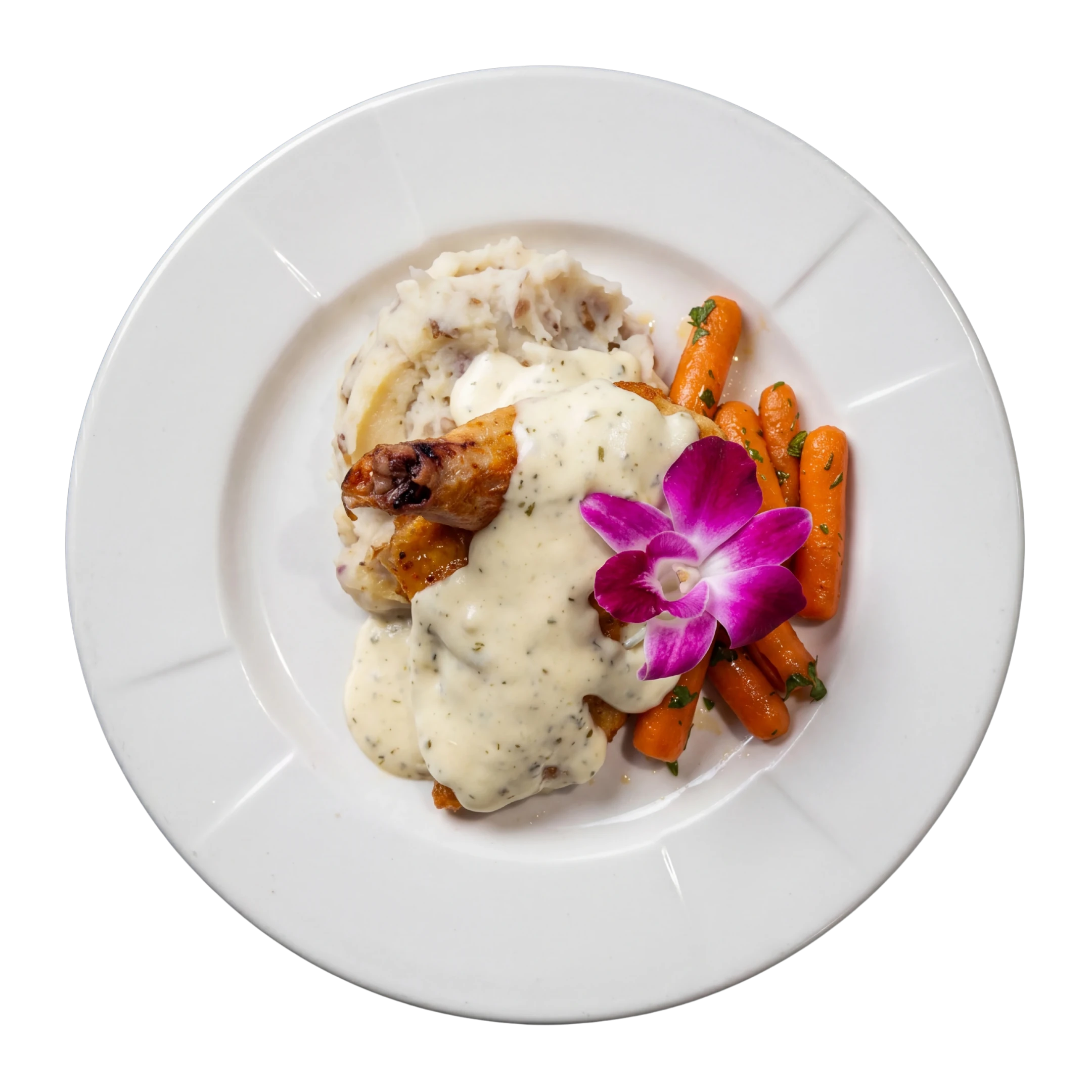 Plated chicken dish